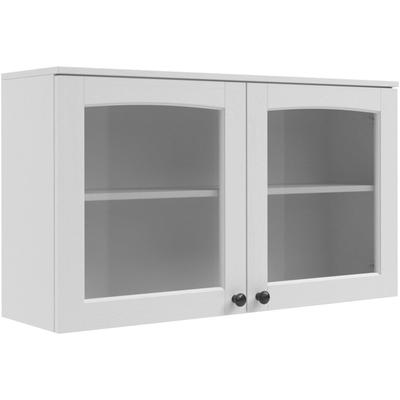 Hängeschrank KOCHSTATION "KS-Osby", weiß, B:98cm H:55,5cm T:28cm, Massivholz, Glas, Schränke, Kiefer massiv, Breite 100 cm, Türen mit Glaseinsatz Image