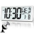 [2024 New] Atomic Clock/Never Needs Setting, Battery Operated, 15" Digital Clock Large Display with Backlight, DST, Date, Day & Temperature, Large Digital Wall Clock for Home, Bedroom, Office Use Gift