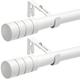 2PCS Extendable Curtain Poles Adjustable Curtain Rod White Curtain Poles for Eyelet Curtains Curtain Pole with Finials&Brackets for Living Room or Bedroom 280-410CM, White)