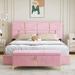 Everly Quinn Vidhun Platform Storage Bed Upholstered/Velvet in Pink | 40.7 H x 64.6 W x 85.2 D in | Wayfair D9E5ADBF525D44BC94C0432C38B39A65