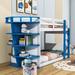 Sunnydale Twin over Twin Standard Bunk Bed w/ Shelves by Sunside Sails, Wood in Blue/White | 55 H x 42 W x 100 D in | Wayfair