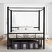 Winston Porter Naielle Canopy Bed Frame, Four-Poster Canopied Bed Frame w/ Headboard & Footboard in Black | 75 H x 55 W x 77.3 D in | Wayfair