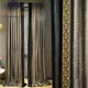 Rideaux de luxe occultants en velours européen tulle gris vintage coutures en dentelle dorée