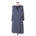 Old Navy Casual Dress - Shift Tie Neck 3/4 sleeves: Blue Print Dresses - Women's Size Medium