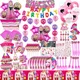 Pink Barbiee Girls Birthday Party Decorations Paper Tableware PlateS Tablecolth Balloon For Princess