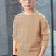 Boys' Autumn Winter New Fashion Round Neck Long Sleeve Solid Color Thread Shirt Casual Kids