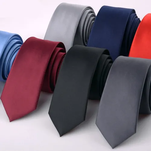 Solide Krawatten 5cm Silm Neck Krawatte Polyester Schwarz Gold Rosa Schmale Krawatten Für Männer