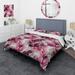 Designart "Pink And White Abstract Waves Serenity" White Modern Bedding Covert Cet With 2 Shams
