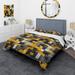 Designart "Yellow And Grey Geometric Blocks Harmony I" Grey modern bedding set with shams