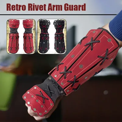 Mittelalterliche Samurai PU Leder Rüstung Armschiene Lange Handschuhe Männer Viking Ritter Gauntlet Image