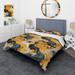 Designart "Yellow And Black Midcentury Waves Fusion" White modern bedding covert set with 2 shams