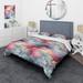 Designart "Abstract Multicolor Blue And Pink Cloud Mirage III" Blue Modern Bed Cover Set With 2 Shams