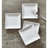 Whiteware Square Plate Set Of 4 Porcelain Dinnerware Serving Plate, 5 inch, Dishwasher Safe