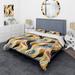 Designart "Beige And Orange Urban Abstract Safari I" Yellow modern bedding covert set with 2 shams