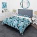 Designart "Blue And White Zebra Abstract Harmony" Blue modern bedding covert set with 2 shams