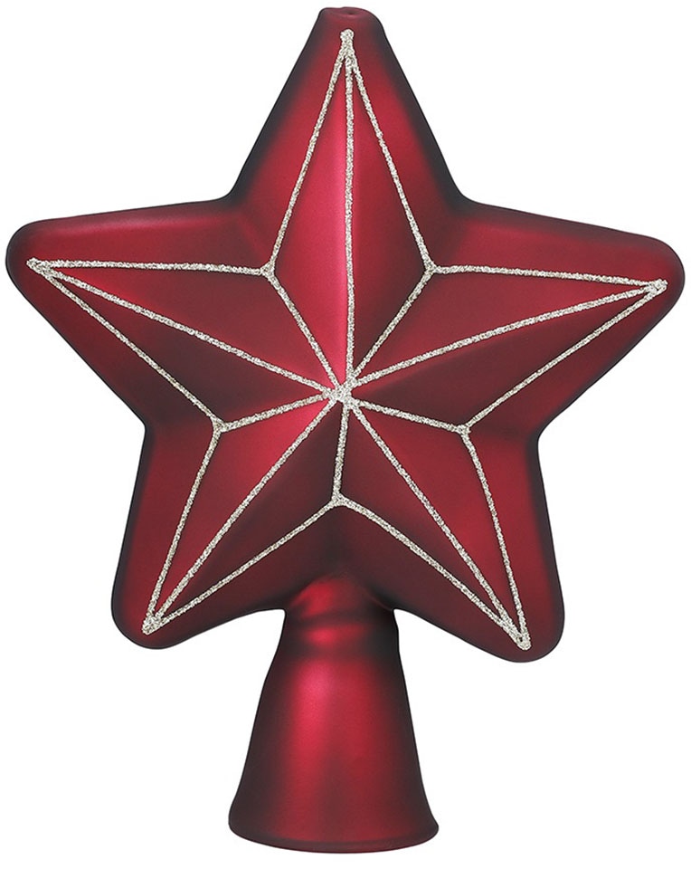 Christbaumspitze MAGIC BY INGE "Vintage Rose, Weihnachtsdeko rot, Christbaumschmuck", rot (beere), Ø:14cm, Glas, Weihnachtsbaumschmuck, hochwertiger Echtglas-Weihnachtsschmuck, Höhe ca. 17 cm Image