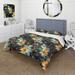 Designart "Eclectic Boho Feather Pattern I" Green Floral bedding set with shams