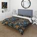 Designart "Boho Tribal Snake Bohemian Pattern II" Blue Floral bedding covert set with 2 shams