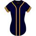 DIGITMON Women s Baseball Softball Jersey Button Down Two-Stripe Sleeve Shirts Uniform NAVYGOLD Large