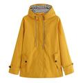 snowsong Womens Jacket Fleece Jacket Women Women Solid Hooded Raincoat Striped Rain Suit Outdoor Plus Size Coat Windproof Jacket Coats For Women Yellow L