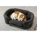 26.38 Elevated Dog Bed with Removable/Washable Padded Seat Pet Sleeper Sofa with Black Solid Wood Frame Pet Couch for Medium Small Size Pet Dark Gray