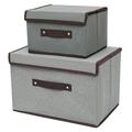 wamans Storage Containers Foldable Storage Box with Lid 2Pcs (Large + Small) Fabric Storage Box with Lid Closet Storage Box Room Organization Office Storage Toy Storage Gray
