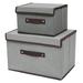 wamans Storage Containers Foldable Storage Box with Lid 2Pcs (Large + Small) Fabric Storage Box with Lid Closet Storage Box Room Organization Office Storage Toy Storage Gray