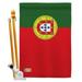 AA-CY-HS-140191-IP-BO-D-US18-AG 28 x 40 in. Portugal Flags of the World Nationality Impressions Decorative Vertical Double Sided House Flag Set & Pole Bracket Hardware Flag Set