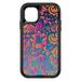 DistinctInk Case for iPhone 15 PRO (6.1 Screen) - OtterBox Defender Custom Black Case - Pink Orange Blue Flower Floral