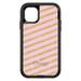 DistinctInk Case for iPhone 15 PLUS (6.7 Screen) - OtterBox Defender Custom Black Case - Pink & Gold Print - Diagonal Stripes Pattern