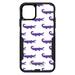 DistinctInk Case for iPhone 14 (6.1 Screen) - OtterBox Commuter Custom Black Case - Purple White Alligators - Cartoon Alligators