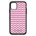 DistinctInk Case for iPhone 12 Pro MAX (6.7 Screen) - OtterBox Symmetry Custom Black Case - Pink White Chevron Stripes Wave - Chevron Stripes Pattern