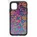 DistinctInk Case for iPhone 14 PLUS (6.7 Screen) - OtterBox Symmetry Custom Black Case - Pink Orange Blue Flower Floral