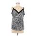 Calvin Klein Sleeveless Blouse: Silver Color Block Tops - Women's Size Medium