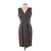 Banana Republic Casual Dress - Sheath V Neck Sleeveless: Gray Print Dresses - Women's Size 4 Petite
