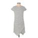 Maurices Casual Dress - Mini Crew Neck Short sleeves: White Stripes Dresses - Women's Size Small