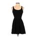 Frenchi Casual Dress - Mini Scoop Neck Sleeveless: Black Solid Dresses - Women's Size Small