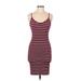 Forever 21 Casual Dress - Bodycon: Burgundy Stripes Dresses - Women's Size Medium