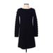 Milly Casual Dress Crew Neck Long sleeves: Black Print Dresses - Women's Size P