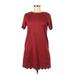 L Love Casual Dress - Shift: Burgundy Solid Dresses - Women's Size Medium