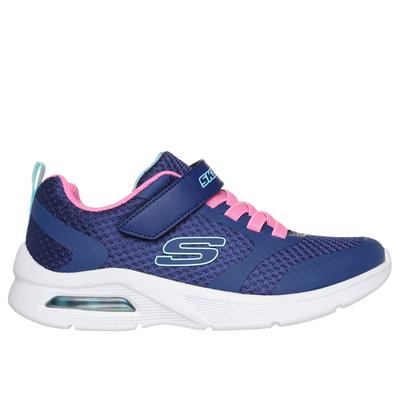 Skechers Girl's Microspec Max - Racer Gal Sneaker | Size 2.5 | Navy/Pink | Textile/Synthetic