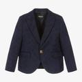 Versace Boys Blue Barocco Wool Blazer