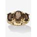 Women's 4.90 Tcw Oval-Cut Genuine Smoky Quartz Yellow Gold-Plated 3-Stone Ring by PalmBeach Jewelry in Brown (Size 10)