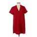 Lush Casual Dress - Shift V Neck Short sleeves: Burgundy Print Dresses - Women's Size Small