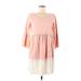 Holding Horses Casual Dress - Mini Scoop Neck 3/4 sleeves: Pink Dresses - Women's Size 6