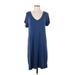 Tahari Casual Dress - Shift V Neck Short sleeves: Blue Print Dresses - Women's Size Small