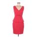 Belle Badgley Mischka Cocktail Dress - Party V Neck Sleeveless: Red Solid Dresses - Women's Size 6