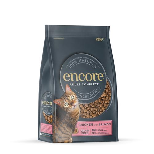 Sparpaket: 2x800g Encore Cat Huhn mit Lachs Katzenfutter trocken