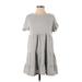 True Craft Casual Dress - A-Line Crew Neck Short sleeves: Gray Dresses - Women's Size Small