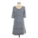 Sugar Lips Casual Dress - Shift Scoop Neck Short sleeves: Gray Marled Dresses - Women's Size Medium